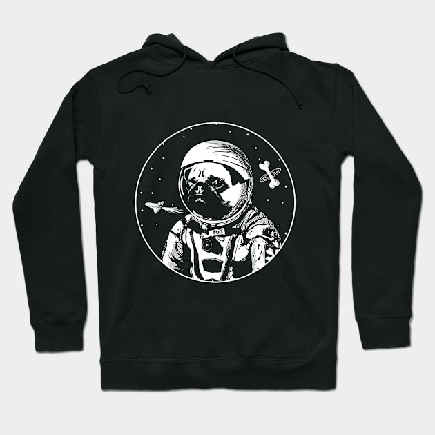 Astronaut Pug The Space Dog Hoodie by Ali Kalkanlı